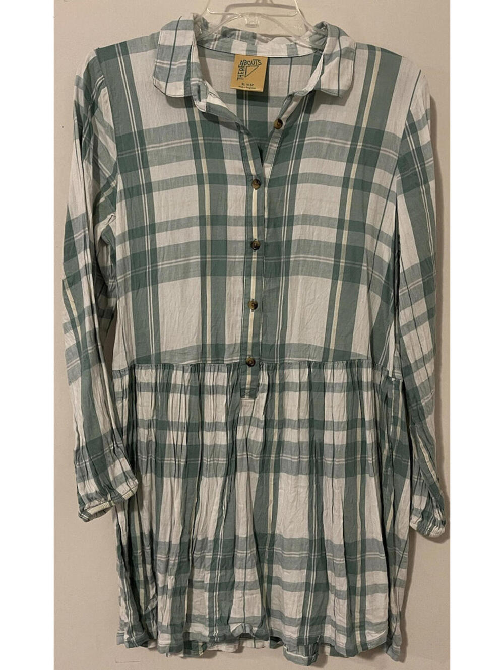 Thereabouts Girls XL 18.5p Green Plaid Adaptive Knee-Length Shirt Dress! A5490
